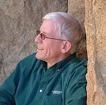 At Smith Rocks, OR, with sleeping grandson in lap