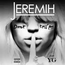 A black-and-white image of a woman holding her index finger to her lips. "Don't tell'em" is written on her cheeks.