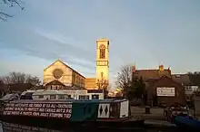 St Barnabas Church from the Oxford Canal in Jericho.