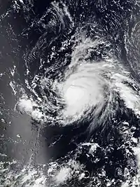 Hurricane Jerry east of the Leeward Islands as a Category 2 hurricane on September 19.