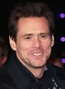 A headshot of Jim Carrey at the premiere of Yes Man in 2008