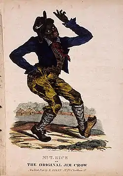 Cover to an early edition of "Jump Jim Crow" sheet music (c 1832)