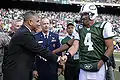 Joe R. Campa and Brett Favre before the game