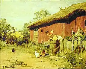 Hens behind the cowshed (1885)