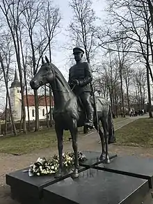 Equestrian statue of General Johan Laidoner in Viljandi, Estonia