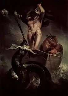 Henry Fuseli's Thor battering the Midgard Serpent, was his Diploma Work for the Royal Academy, accepted 1790.