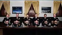 Chairman of the Joint Chiefs of Staff General Richard B. Myers with the other members of The Joint Chiefs of Staff in the Joint Chiefs of Staff Gold Room, also known as "The Tank" at The Pentagon on December 14, 2001.