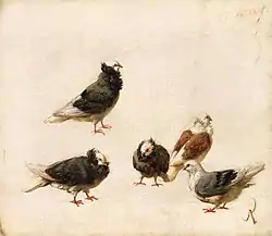 A group of doves, painted by José Ruiz y Blasco