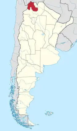 Location of Jujuy within Argentina