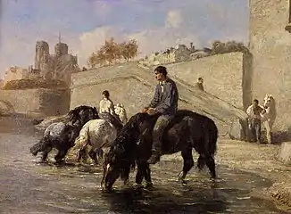 Horses Being Watered in the Seine