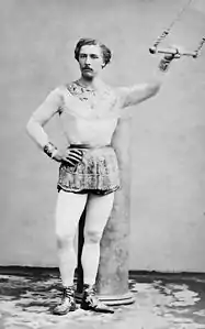 Jules Léotard, a gymnast and the inventor of the flying trapeze, became a Paris sensation in the 1860s.  The tight-fitting gymnast's costume (a "leotard") is named for him.