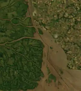 Close-up of the estuary of the Uruguay River and Juncal Island