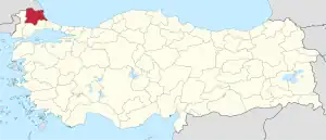 Location of the province within Turkey