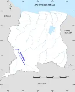 Map of the Coeroeni River in Suriname