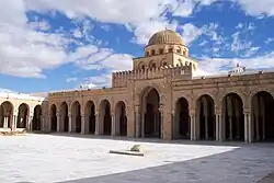 The Great Mosque of Kairouan also called the Mosque of Uqba is at the same time the oldest mosque in North Africa (founded in 670 and still used as a place of worship) and one of the most important monuments of Islamic civilisation, situated in Kairouan, Tunisia.