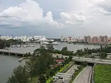 The Merdeka bridge spanning over the Kallang River and the Crawford Underpass