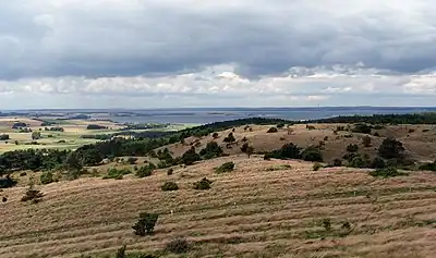 Kalø Vig seen from Mols Bjerge; In the baggrunden Studstrupværket.