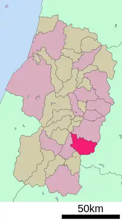 Location of Kaminoyama in Yamagata Prefecture