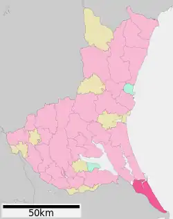 Location of Kamisu in Ibaraki Prefecture