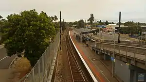 Southbound view from a footbridge near Kankook platforms 1&2