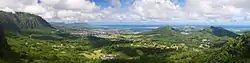 View from the Nuʻuanu Pali Lookout of Kaneʻohe