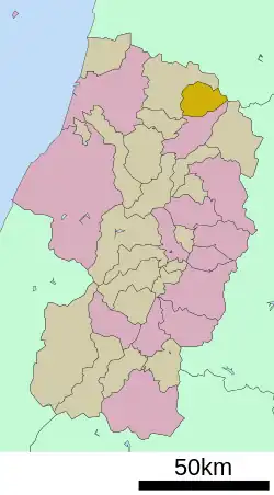 Location of Kaneyama in Yamagata Prefecture