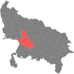 Location of Kanpur division in Uttar Pradesh