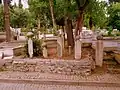 A set of historic Ottoman headstones in Karacaahmet cemetery, Üsküdar, 2010s