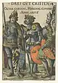 The Three Christian Worthies: Charlemagne, King Arthur and Godfrey of Bouillon, by Hans Burgkmair, 1516–19