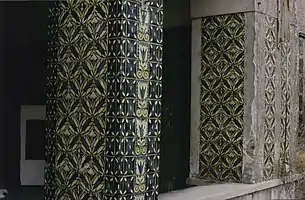 Tiled pillars, rear facade, 1979