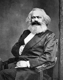 A portrait picture of Karl Marx.