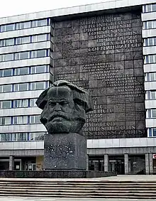 Image 10GDR era Karl Marx monument in Chemnitz (renamed Karl-Marx-Stadt from 1953 to 1990). (from History of East Germany)