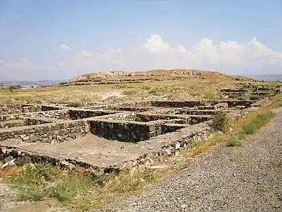 Foundations of ancient towns near Teishebaini (Karmir Blur  in the distance)