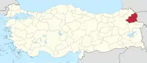 Location of the province within Turkey