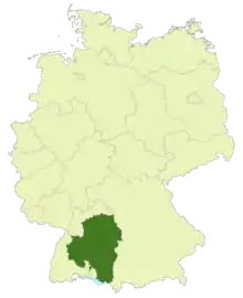 A map of Germany with the location of Baden-Württemberg highlighted