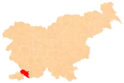 The location of the Municipality of Hrpelje-Kozina