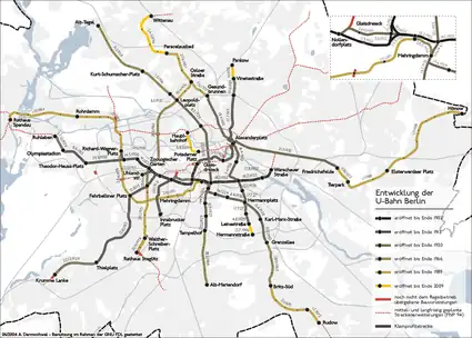 Map of Berlin, with colored lines