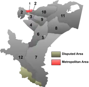 Location within Kashgar Prefecture (in red, labelled as '1')