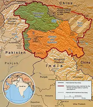 Map of the Kashmir region showing the Pir Panjal range and the Vale of Kashmir