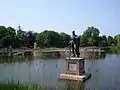 Egmont's statue stands in the middle of the old moat of Egmond aan den Hoef