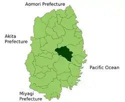 Location of Kawai in Iwate Prefecture