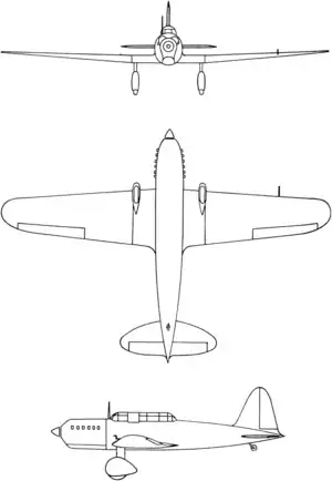 3-view drawing of the Kawasaki Ki-32