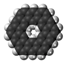 Space-filling model of the kekulene molecule