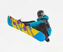 Kelly Clark competing in a snowboarding event in 2010