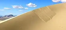 Grain flows (sand avalanches) on the slip faces of sand dunes at Kelso in the Mojave desert, California