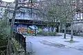 Looking across the railway bridge towards the location of the station buildings.