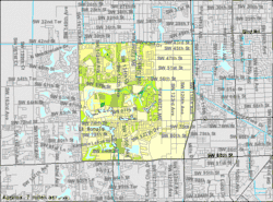 U.S. Census Bureau map of Kendale Lakes showing boundaries