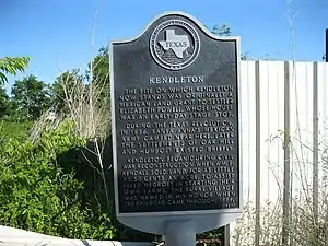 Marker on Loop 541 gives the history of Kendleton