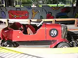 Red car in station at Kennywood Auto Race.