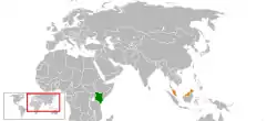 Map indicating locations of Kenya and Malaysia